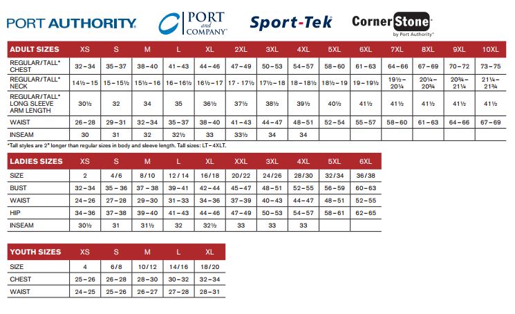 Sport Tek Raglan Size Chart